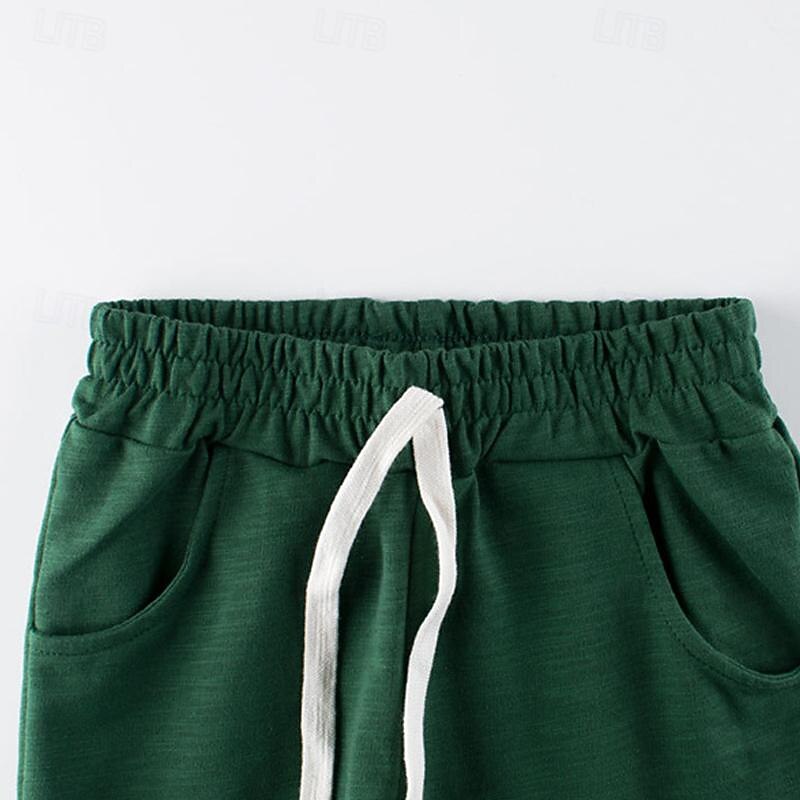 Boys 3D Solid Color Shorts Summer Active Basic Kids 4 years+ Outdoor Sport Casual Regular Fit4