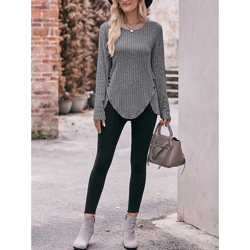 Women's Blouse Buttoned  Asymmetric Work Stylish Modern Long Sleeve Red Spring Fall4