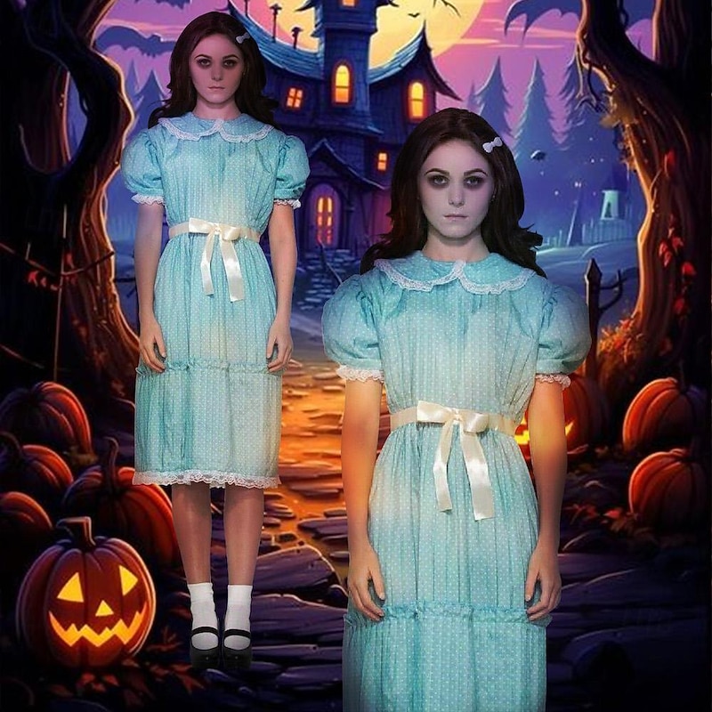 Ghost Twins Halloween Cosplay Costume Masquerade The Shining Cosplay Kid's Adults' Women's Halloween Carnival Masquerade Party / Evening Easy Halloween Costumes Dress Up