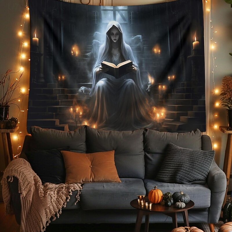 Halloween Decorations Hanging Tapestry Ghost Bride Reading Wall Art Large Tapestry Mural Decor Photograph Backdrop Blanket Curtain Home Bedroom Living Room2