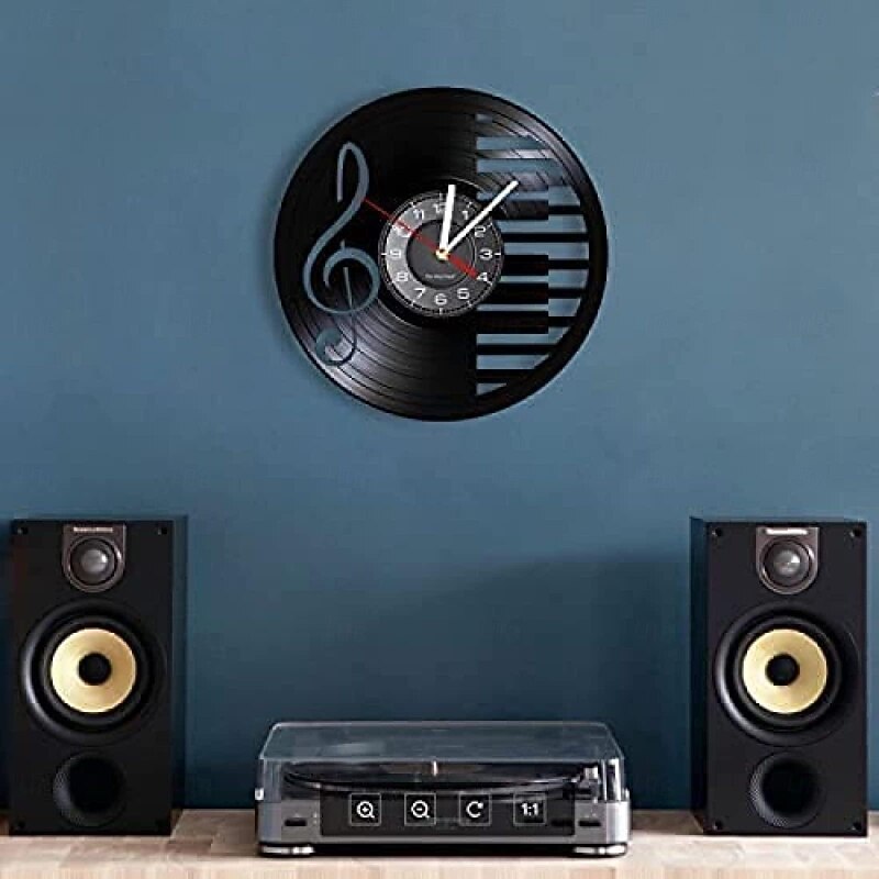 Wall Clock Kitchen Clocks Music Notes Piano Keyboard Vinyl Record Wall Clock Modern Design