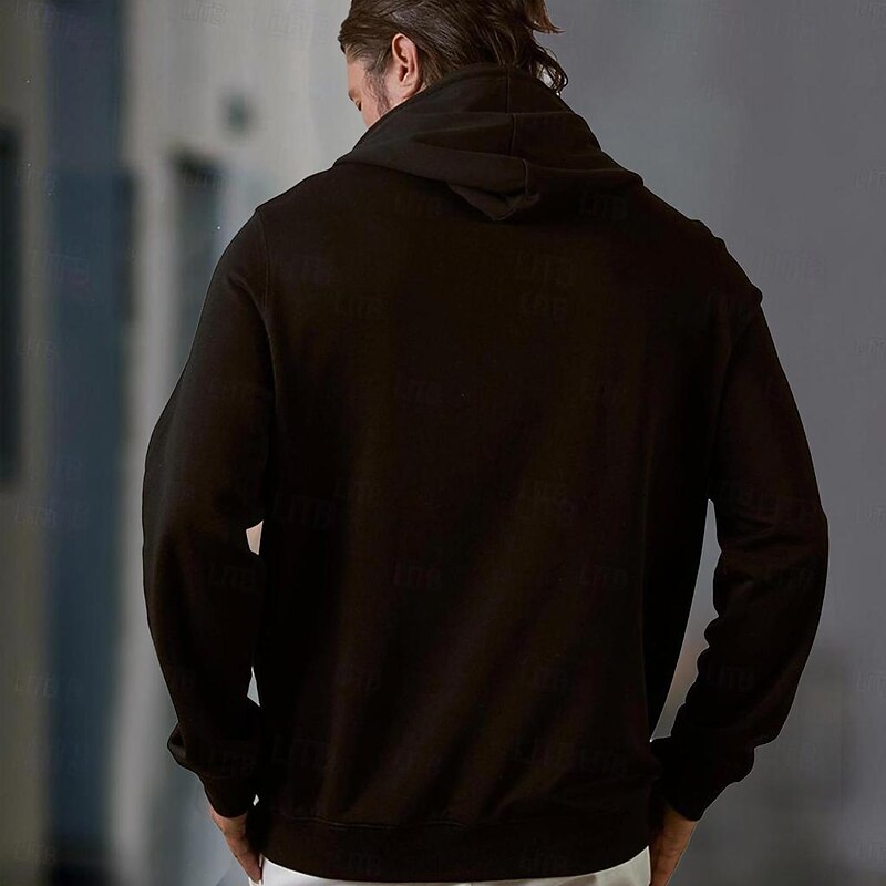 Men's  Cotton Hoodie Pullover Basic Fashion Daily Casual Hoodies Letter Black Long Sleeve Holiday Vacation Streetwear Hooded Spring &  Fall Clothing Apparel Designer2
