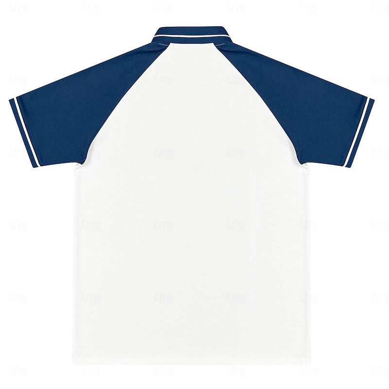 Men's Polo Business Casual Fold-over Collar Short Sleeve Fashion Basic Solid Color Color Block Summer Spring Fall Standard Fit White Polo4