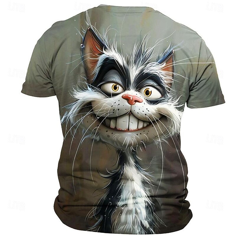 Men's Graphic Cat T Shirt Short Sleeve T shirt 3D Print Crew Neck Shirt Retro Vintage Casual Street Style Sports Outdoor Holiday Going out Purple Gray Spring & Summer Clothing Apparel S M L XL 2XL 3XL2