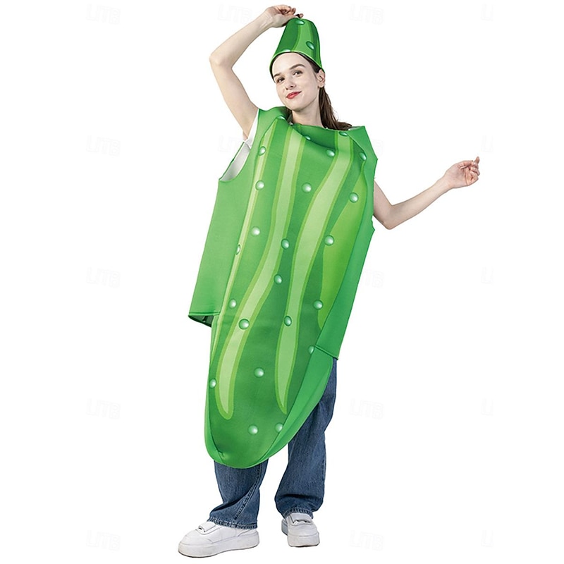 Cucumber Halloween Cosplay Costume Funny Costumes Carnival Costume Cosplay Adults' Men's Women's Carnival Masquerade Mardi Gras Performance Party Halloween Easy Halloween Costumes Dress Up4