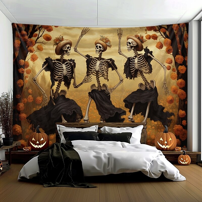 Halloween Decorations Skeletons Couple Hanging Tapestry Wall Art Large Tapestry Mural Decor Photograph Backdrop Blanket Curtain Home Bedroom Living Room Decoration2