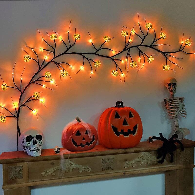 Halloween LED Rattan Light Simulation Tree Bendable Modeling Lights USB Powered 8 Modes Lighting Christmas Party Indoor Decoration Halloween Jack-o '-lantern Home Background Atmosphere Bedroom Wall Layout Lamp3