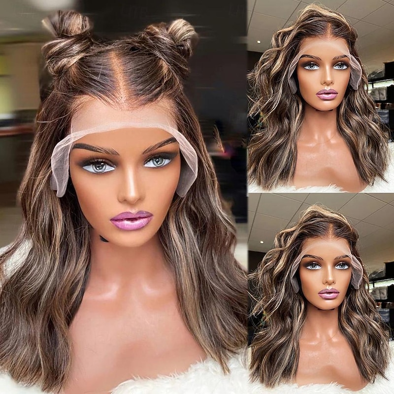 Human Hair 13x4 Lace Front Wig Free Part Vietnamese Hair Wavy Multi-color Wig 130% 150% Density with Baby Hair Ombre Hair Highlighted / Balayage Hair Pre-Plucked For Women Long Human Hair Lace Wig