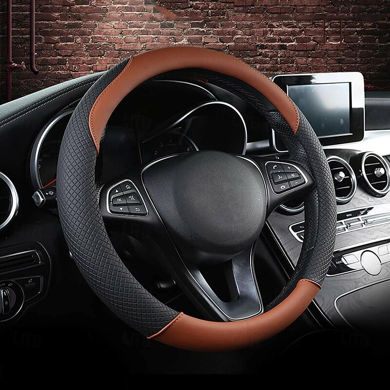 1 PCS Microfiber Breathable Ice Silk Car Steering Wheel Cover Easy to Install Universal Fit For 15"~15"1/24