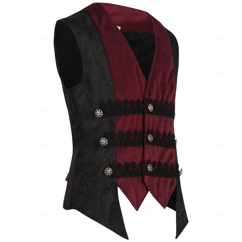 Retro Vintage Medieval Renaissance Vest Waistcoat Prince Nobleman Fancy Dress Men's Steampunk Masquerade Carnival Event / Party Adults' waistcoat4