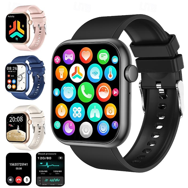 iMosi QX7 Pro Non-invasive Blood Glucose Smart Watch 2.0 inch Smartwatch Fitness Running Watch Bluetooth Temperature Monitoring Pedometer Bluetooth Call Compatible with Android iOS Women Men Waterproo