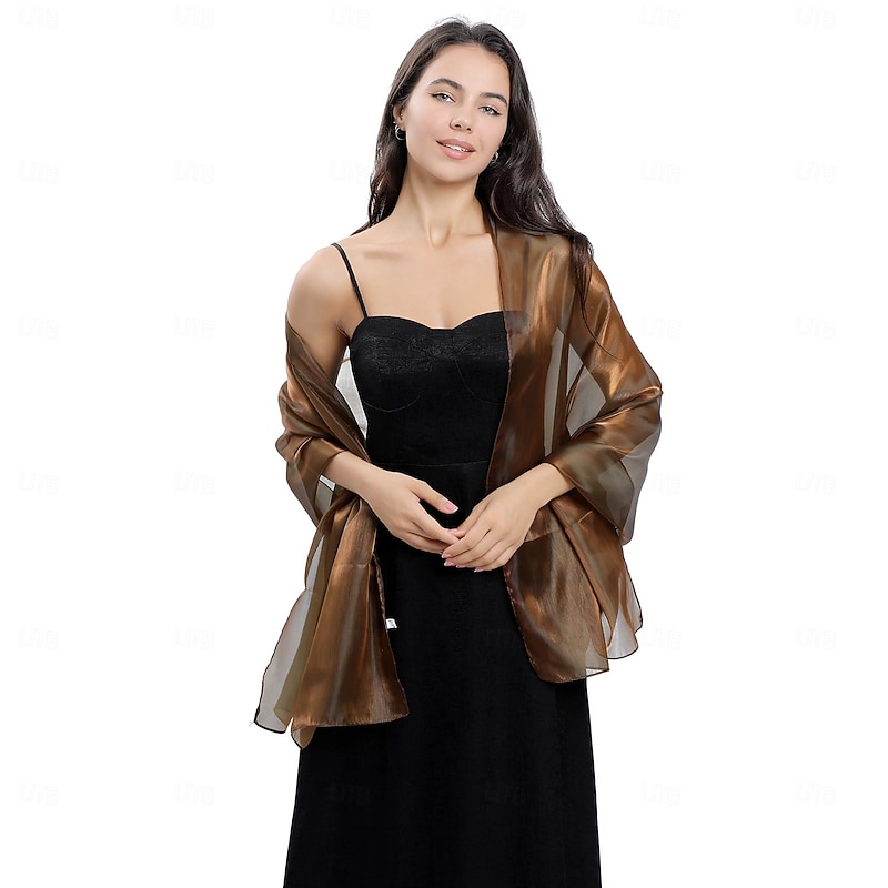 Ladiery Silky Shawls And Wraps For Evening Dresses Women Sheer Soft Bridesmaid Wedding Formal Party Organza Shawl3