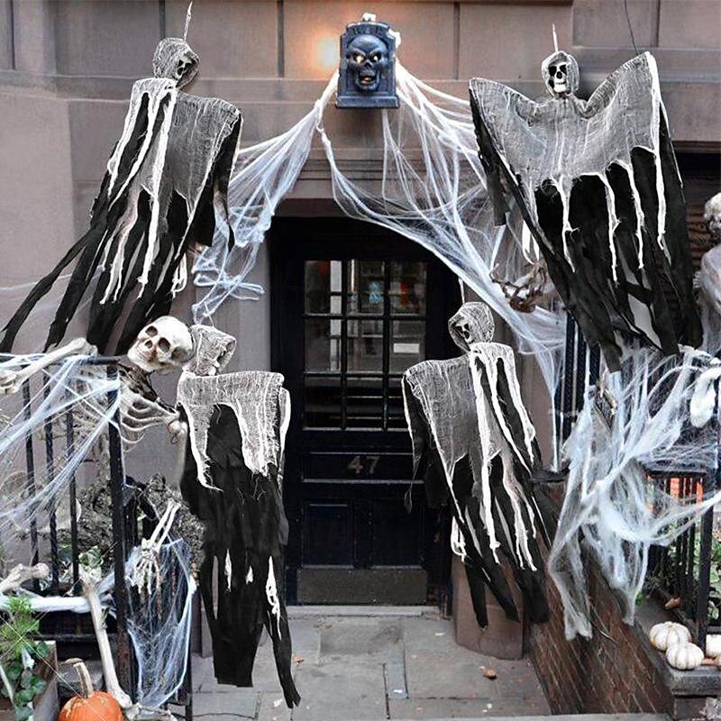 Halloween Hanging Grim Reapers, Halloween Skeleton Flying Ghost for Haunted House Prop Décor, Halloween Outdoor Indoor Decor