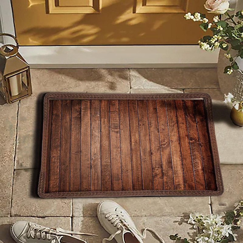 Wooden Plat Doormat Kitchen Mat Floor Mat Non-Slip Area Rug Oil Proof Rug Indoor Outdoor Mat Bedroom Decor Bathroom Mat Entrance Rug4