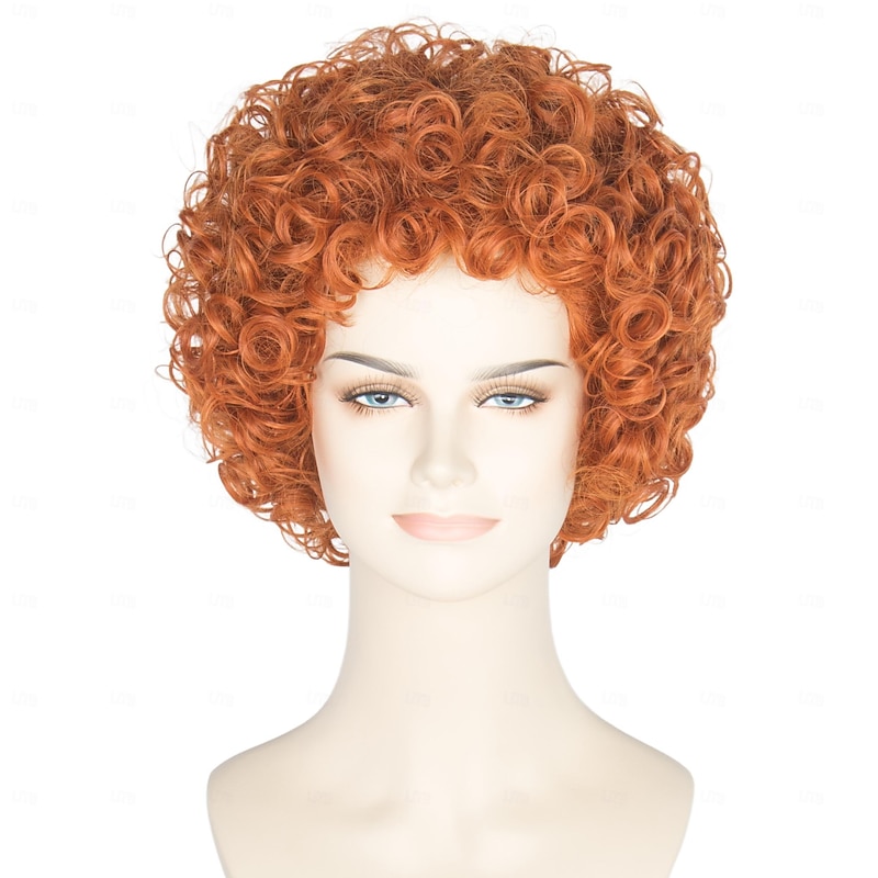 Women Rope Short Curly Red Brown Hair Wig Halloween Cosplay Party Wigs2
