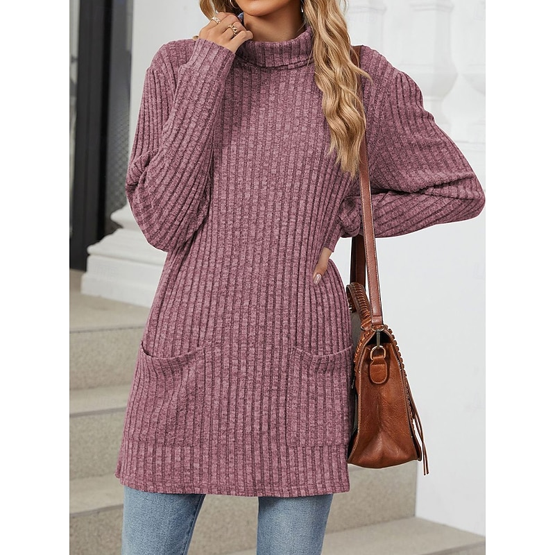 Women's Blouse Pocket Work Stylish Modern Long Sleeve Black Spring Fall - Main Image