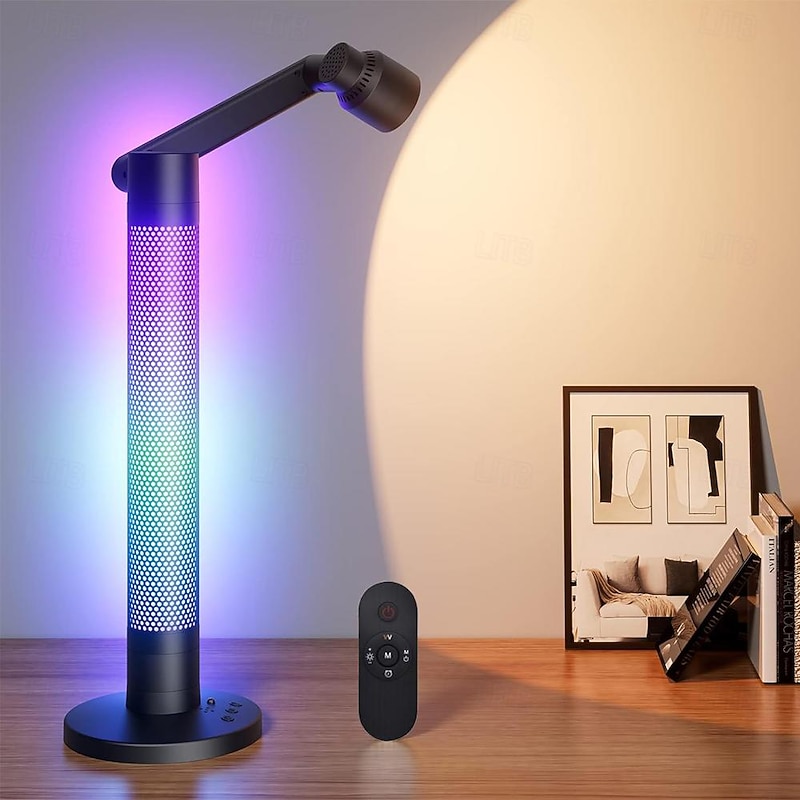 LED Desk Task Lamp for Home Office 600LM Eye-Caring Reading Light 360Rotatable Swing Arms Dimmable Table Lamp with Atmosphere Lighting for Desk Bedside