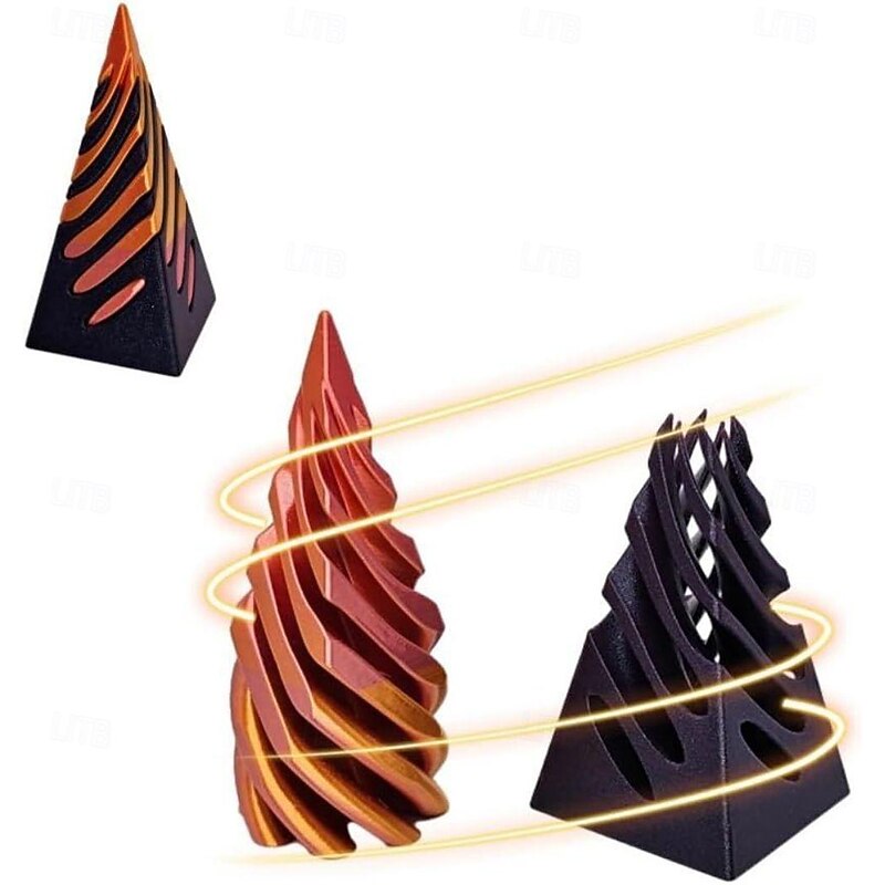 Impossible Pyramid Passthrough Sculpture, Pass Through Pyramid Fidget Toy, 3D Printed Spiral Cone Toy, Mini Vortex Thread Illusion, Pyramid Passthrough Sculpture, Desktop Deco Souvenir Gift3