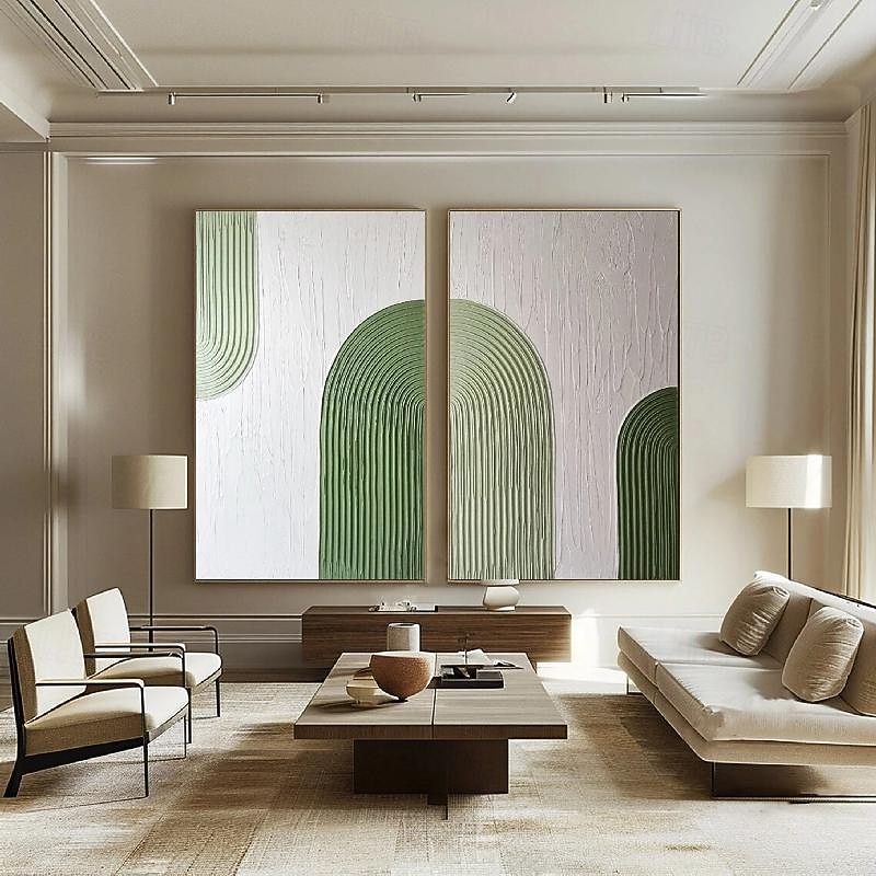 Large Handpainted Abstract 3DOil painting on Canvas handmade Minimalist Wall Art  Modern Textured Green Painting Oversized Canvas Art Room Decoration4