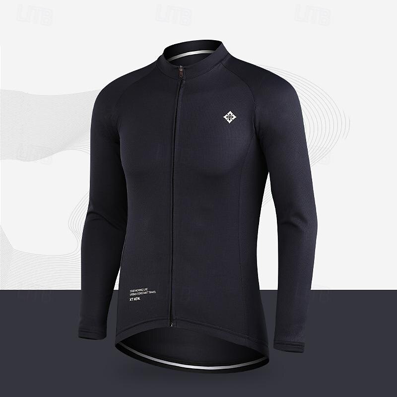 Men's Cycling Jersey Solid Color Long Sleeve Bike Tee Tshirt Jersey Top with 3 Rear Pockets Mountain Bike MTB Road Bike Cycling Quick Dry Breathable Sports Black Green Dark Blue Clothing Apparel3