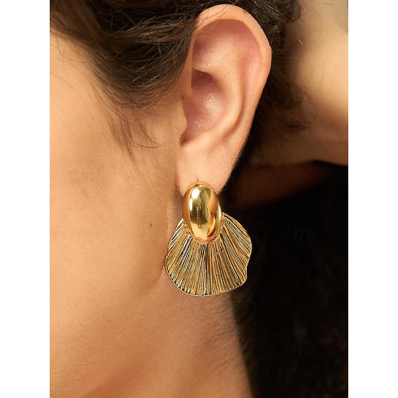 Women's Gold Stainless Steel Shell Earrings – Lightweight and Stylish Statement Jewelry
