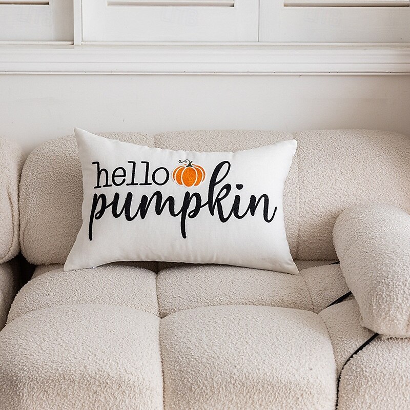 Halloween Emboidery Pumpkins Decorative Toss Pillows Cover 1PC Soft Square Cushion Case Autumn Pillowcase for Bedroom Livingroom Sofa Couch Chair4