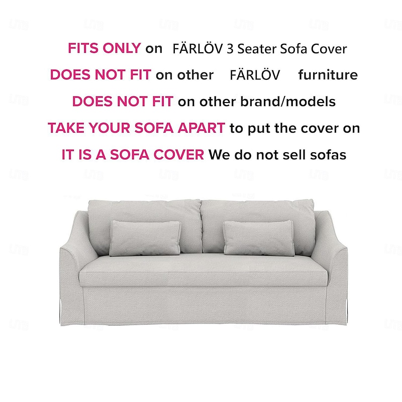 3 Seater Sofa Cover Solid Color Slipcovers  FARcover LITB PRIME cover3