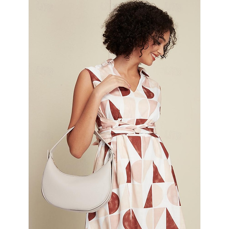 Women's Stylish White Crescent Shoulder Bag - Elegant Half-Moon Handbag for Casual and Formal Outfits2