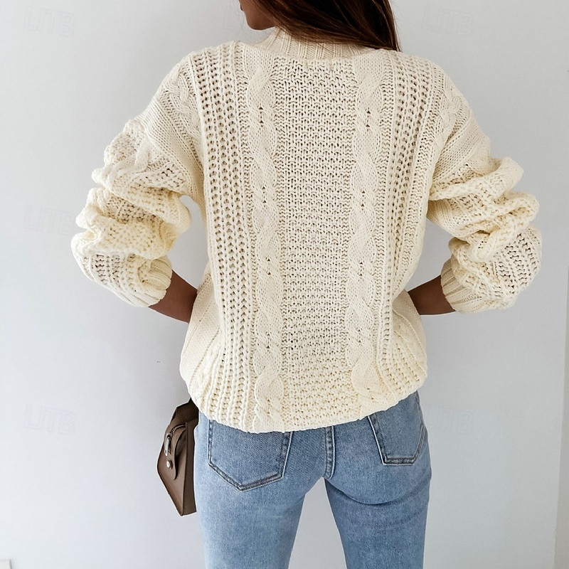Women's Cardigan Elegant Casual Solid Color Cable V Neck Buttons Long Sleeve Regular Tops Knit Daily White Yellow Spring Fall4