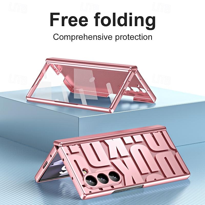 Phone Case For Samsung Galaxy Z Fold 6 Z Fold 5 Z Fold 4 Z Fold 3 Back Cover with Screen Protector Full Body Protective Shockproof Plating PC2