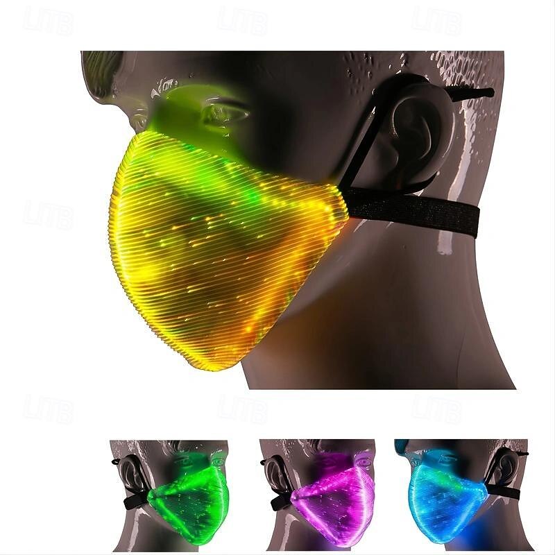 7 Color Lights Face Mask LED Light Up Carnival Rechargeable Glow Luminous Dust Mask for Party Dance Rave