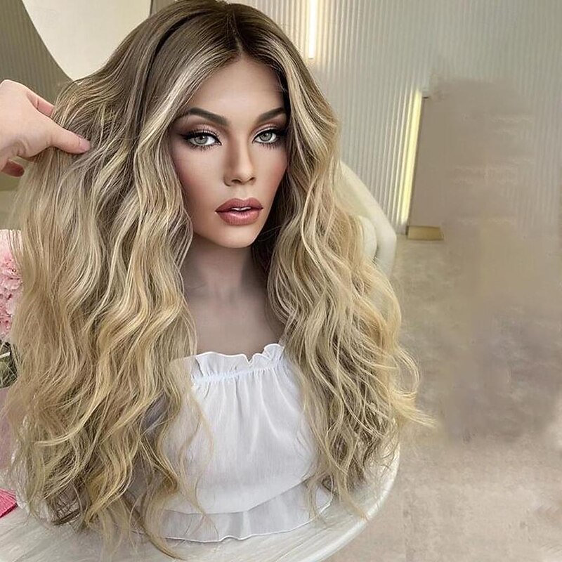 Remy Human Hair 13x4 Lace Front Wig Free Part Brazilian Hair Water Wave Blonde Wig 130% 150% Density with Baby Hair Ombre Hair Highlighted / Balayage Hair 100% Virgin For Women Long Human Hair Lace3