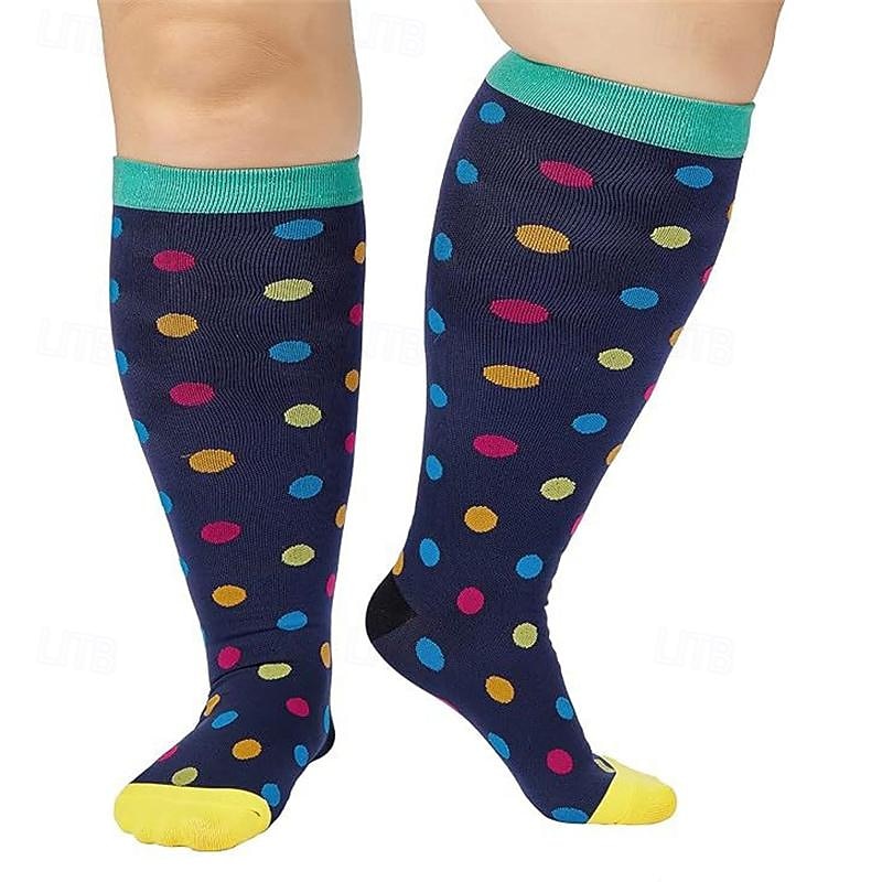 Compression Plus Size Socks Athletic Sports Socks Running Socks 1 Pair Color Block Tube Socks Breathable Sweat wicking Comfortable Gym Workout Football / Soccer Running Jogging Cycling Sports Heart4