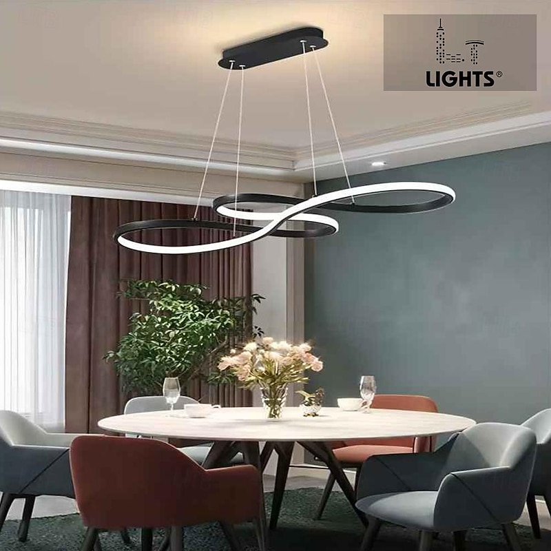 L.T LIGHTS 1-Light 75cm Acrylic Dimmable Pendant Light LED Chandelier Adjustable Note Design Modern for Home Livingroom Lighting ONLY DIMMABLE WITH REMOTE CONTROL2