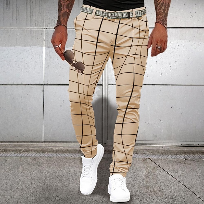 Men's Graphic Dress Pants Mid Waist Formal Casual 3D Print Summer Spring Fall & Winter White Yellow Blue4