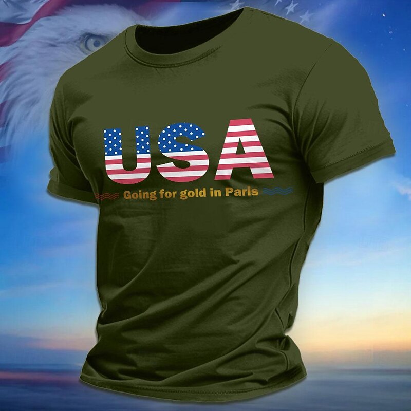 Men's Letter American US Flag T Shirt Tee Top 100% Cotton Short Sleeve Graphic Shirt Black Army Green Comfortable Tee Street Sports Outdoor Fashion Designer Clothing3