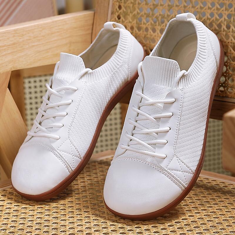 Men's Casual Barefoot Shoes – Lightweight Breathable White Sneakers with Lacing for Walking, Travel, and Everyday Comfort4