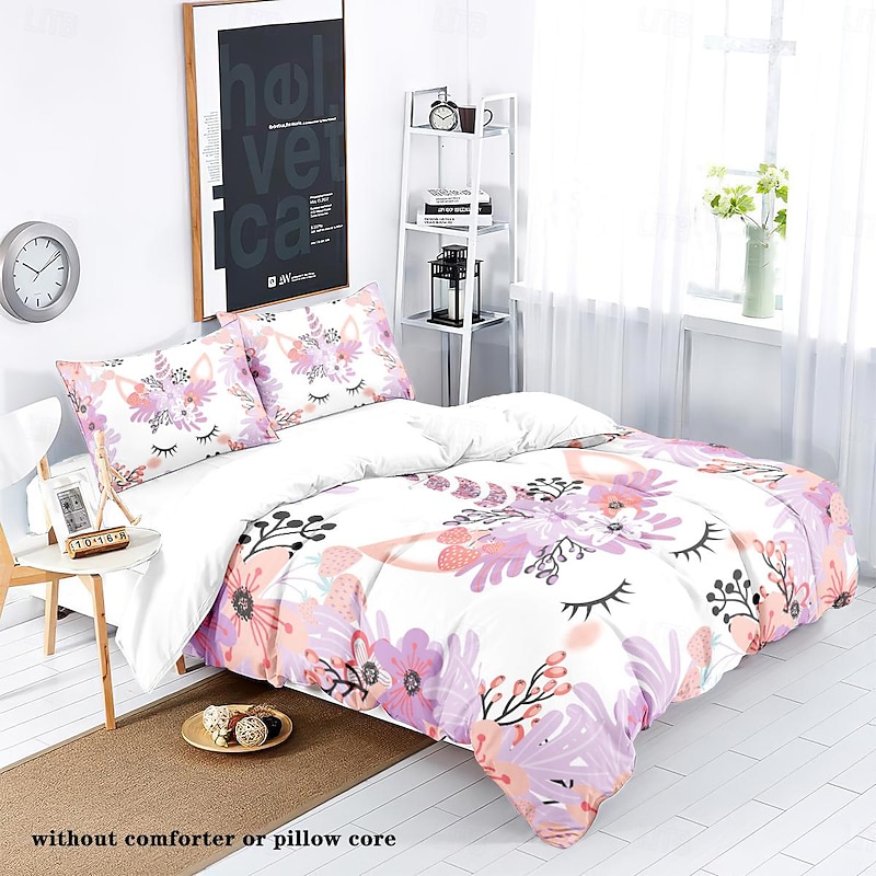 Unicorn Duvet Cover Set Includes Duvet Cover and Pillowcases Whimsical and Magical Design Soft and Comfortable Fabric Perfect for Adding Enchantment to Your Bedroom Decor Easy to Wash and Maintain2