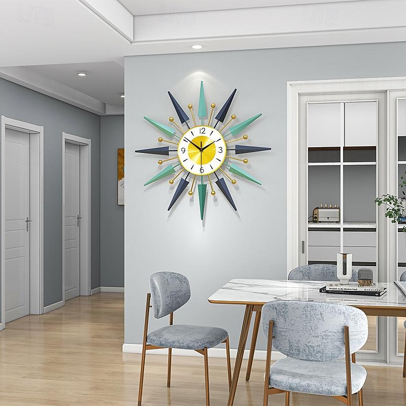 Home Metal Wall  Clock for Living Room Decor Sunburst Modern Silent Clocks Mid Century Design4