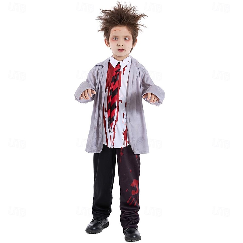 Zombie Student Halloween Cosplay Costume Party Costume Masquerade Outfits Cosplay Kid's Boys' Carnival Masquerade Mardi Gras Performance Party Halloween Easy Halloween Costumes Dress Up3
