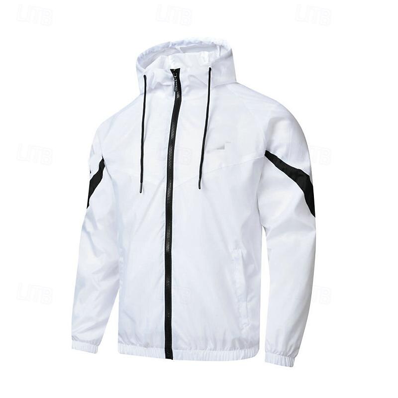 Men's Softshell Jacket Hiking Jacket Outdoor Color Block Windproof Water Resistant Hoodie Windbreaker Jacket Camping / Hiking / Caving Traveling Black White Grey