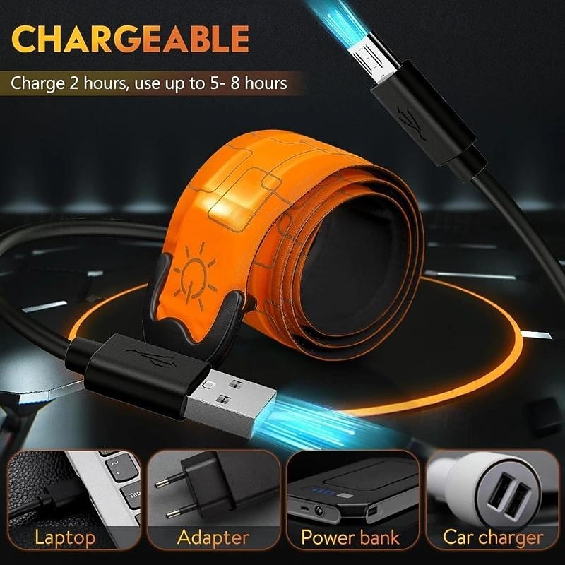 2pcs LED Armband Rechargeable - High Visibility Reflective Running Lights for Night Walking & Jogging, Adjustable Light Up Bands for Men & Women2