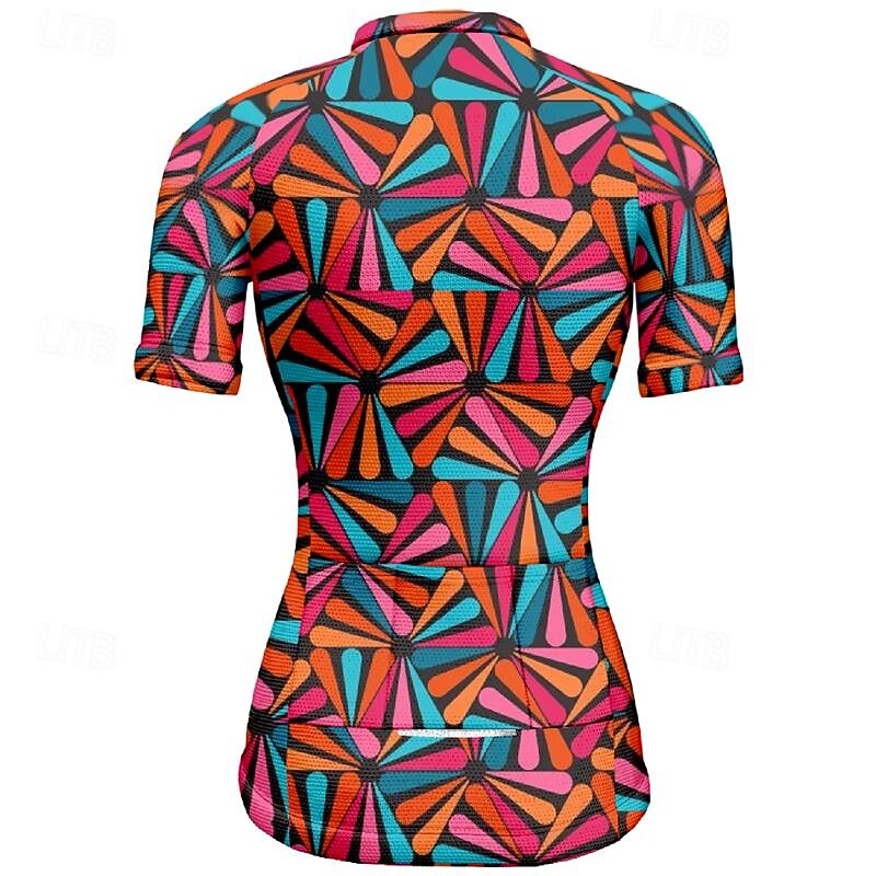 Women's Cycling Jersey Leaf Short Sleeve Bike Tee Tshirt Top with 3 Rear Pockets Mountain Bike MTB Road Bike Cycling Quick Dry Front Zipper Wicking Sports Navy Blue Fuchsia Clothing Apparel3