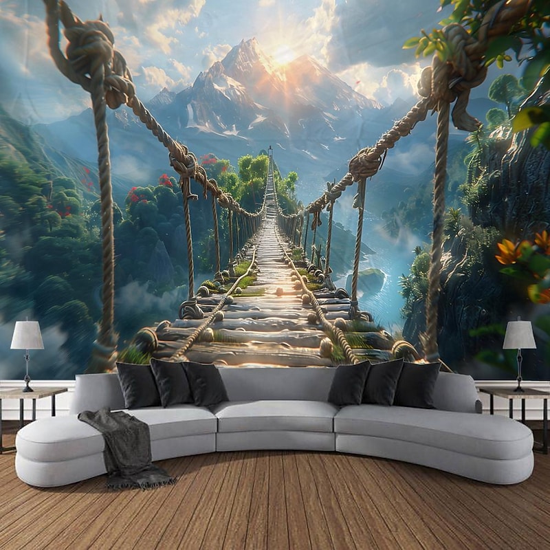 Nature Landscape Sky Ladder Hanging Tapestry Wall Art Large Tapestry Mural Decor Photograph Backdrop Blanket Curtain Home Bedroom Living Room Decoration