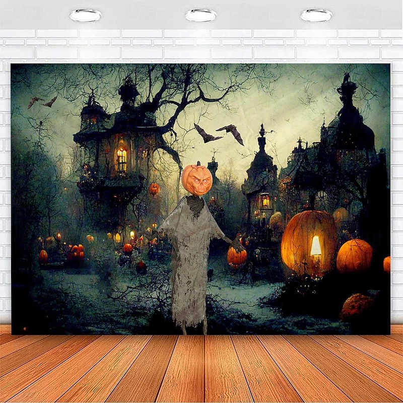 Halloween Decorations Hanging Tapestry Jack O Lantern Pumpkins Wall Art Large Tapestry Mural Decor Photograph Backdrop Blanket Curtain Home Bedroom Living Room Decoration Mansion Haunted House2
