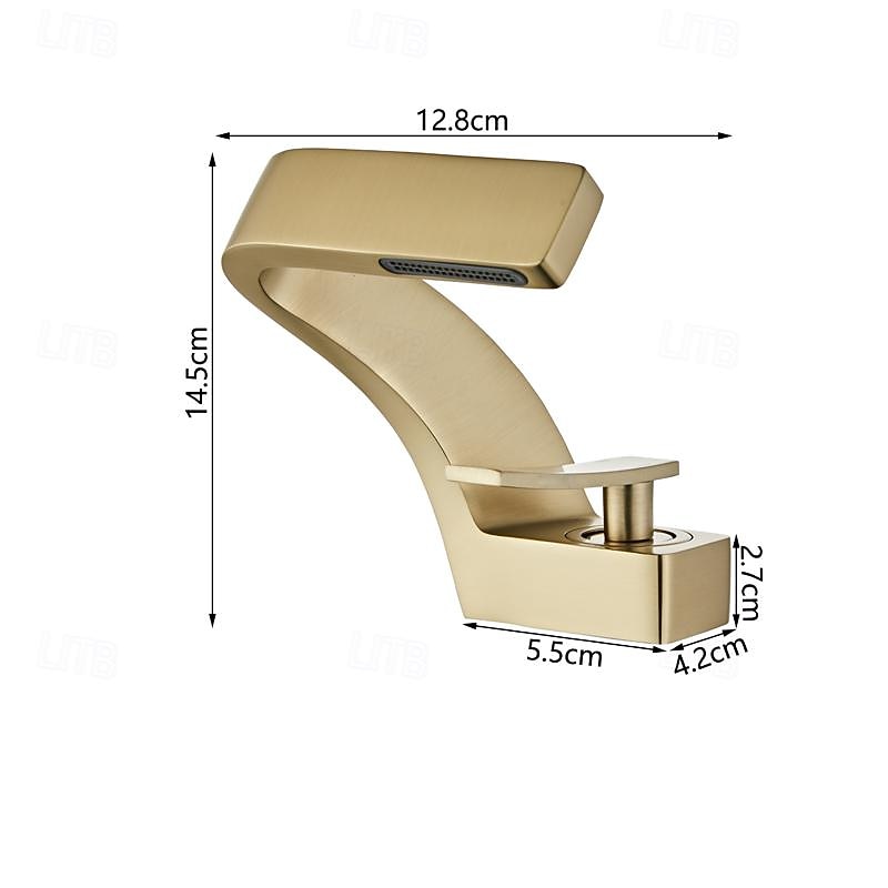 Bathroom Sink Faucet - Waterfall Antique Brass Centerset Single Handle One HoleBath Taps4