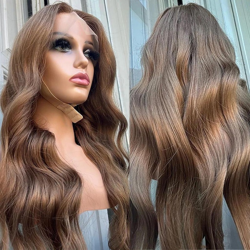 Unprocessed Virgin Hair 13x4 Lace Front Wig Free Part Brazilian Hair Wavy Auburn Wig 130% 150% Density with Baby Hair Glueless Pre-Plucked For Women Long Human Hair Lace Wig3