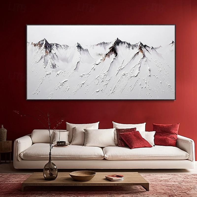 3D mountain oil painting Hand-Painted Thick Texture Oil Painting Beige White Painting On Canvas Abstract Textured oil painting for Wall Art painting for Living Room artwork3