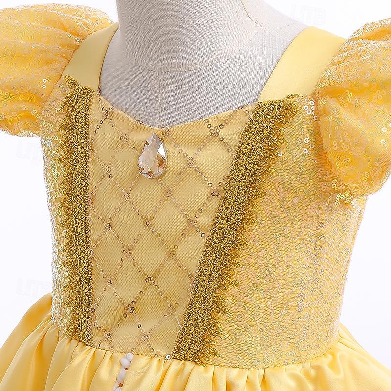 Beauty and the Beast Princess Fairytale Belle Dress Costume Flower Girl Dress Cosplay Movie Cosplay for Girls' Kids Carnival Performance Party4