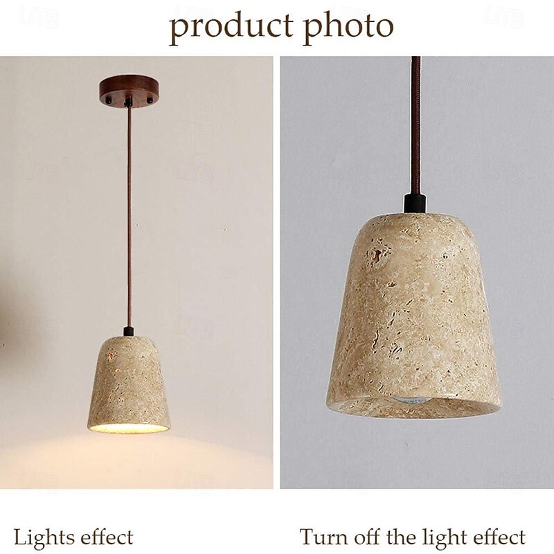 LED Pendant Light Warm White  1-Light Nordic Vintage Stone Hanging Light Restaurant Bar Chandelier Single Head Hanging Lamp for Corridor Aisle Lighting Fixtures 85-265V4